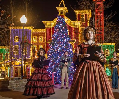 christmas lights and carolers